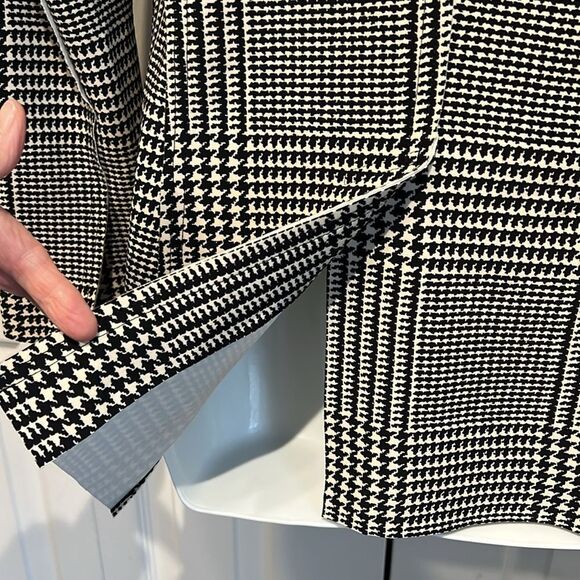 Norma Kamali Black/White Ponte Plaid Houndstooth Blazer Size S - Picture 13 of 16